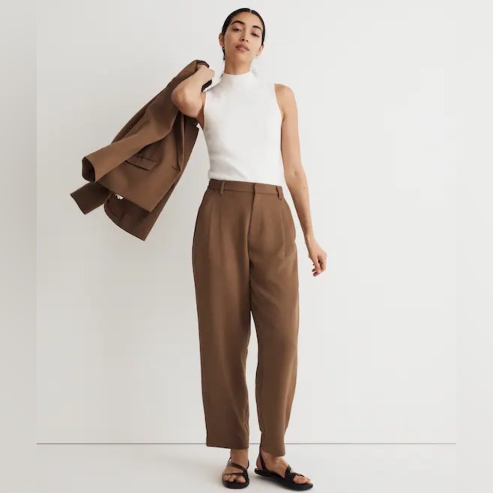 Madewell Pleated Tapered-Leg Pants Crepe 4